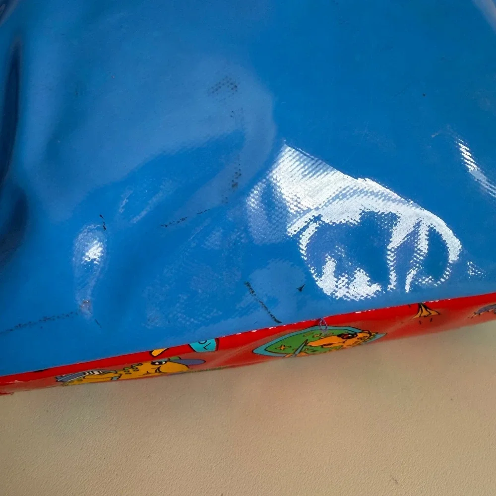 Vintage 1992 Romar International Corp Dinosaur Vinyl Lunch Bag Blue Red Retro